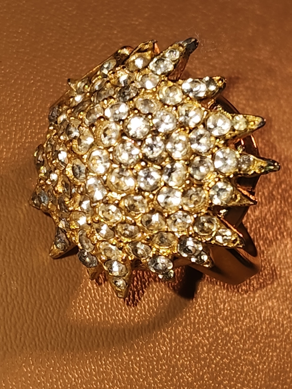 Vintage Gold Crystal Cluster Statement Ring - Women Jewelry